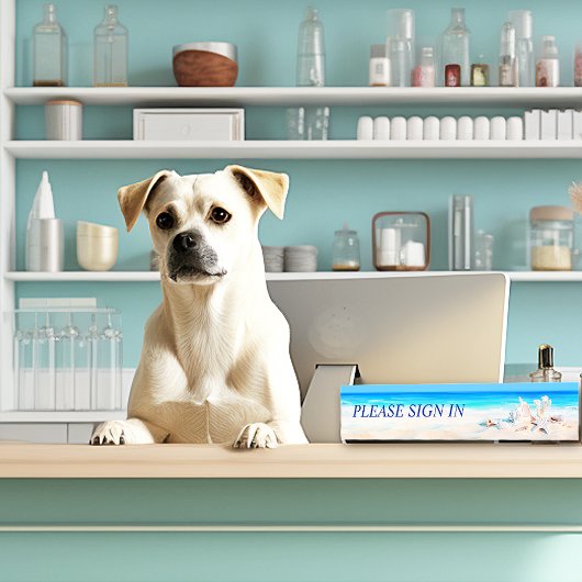 Tropical Beach Seashells Sand Namensplakette