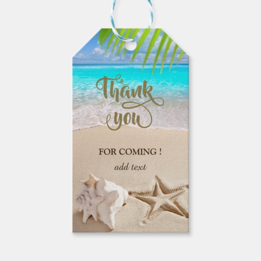 Tropical Beach, Seastar, Seashell Danke Geschenkanhänger (Vorderseite)