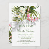 Tropical Beach Shadow Greenery Pink Floral Dusche Einladung (Vorne/Hinten)