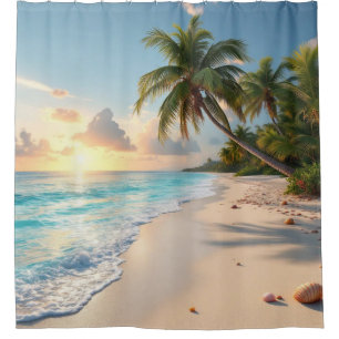 Tropical Beach Shoreline Duschvorhang