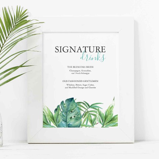Tropical Beach Signature Drinks Hochzeitszeichen Poster