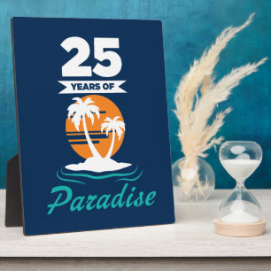 Tropical Beach Silver 25. Hochzeitstag Fotoplatte