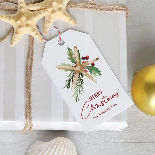 Tropical Beach Starfish Frohe Weihnachten Geschenkanhänger