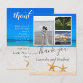 Tropical Beach Starfish in Sand Wedding Dankeskarte (Vorne/Hinten)