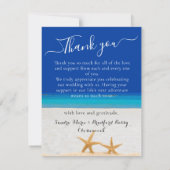 Tropical Beach Starfish in Sand Wedding Dark Blue Dankeskarte (Rückseite)