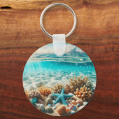 Tropical Beach Starfish - individueller Name Schlüsselanhänger (Rückseite)