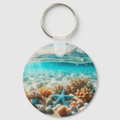 Tropical Beach Starfish - individueller Name Schlüsselanhänger (Rückseite)