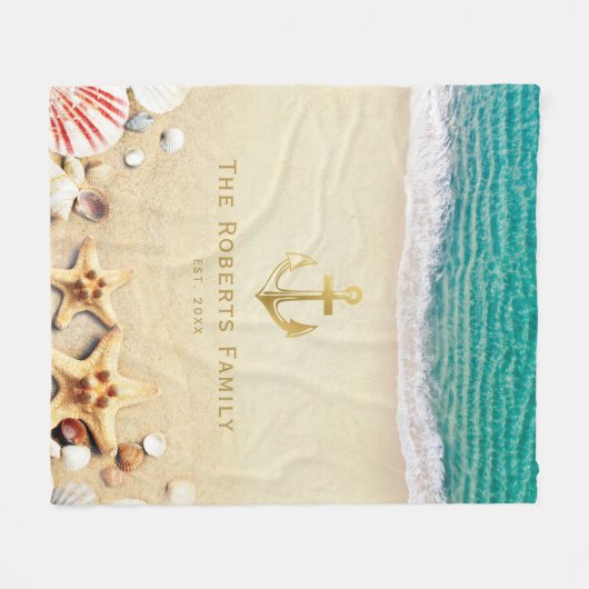 Tropical Beach Starfish Personalisiert Fleecedecke (Vorderseite (Horizontal))