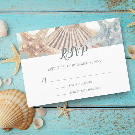 Tropical Beach Starfish Seashell Wedding RSVP Karte