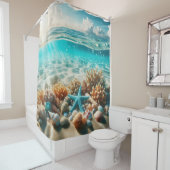 Tropical Beach Starfish Seashells Ozean Szene Duschvorhang (Beispiel)