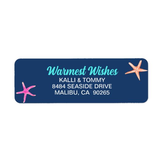 Tropical Beach Starfish Weihnachts-Rücksendeadress (Vorne)