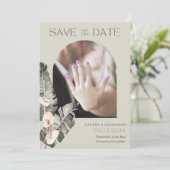 Tropical Beach Stilvolle Arch Foto Hochzeit Save The Date (Stehend Vorderseite)