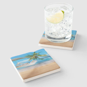 Tropical Beach Stone Untersetzer