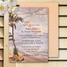 Tropical Beach String Lights Hochzeitseinladung
