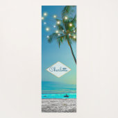 Tropical Beach String Lights Palm Trees Eigenname Yogamatte (Rückseite)