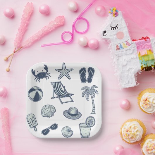 Tropical Beach Summer Crab Popsicle Seashell Ball Pappteller (Party)