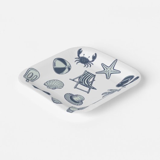 Tropical Beach Summer Crab Popsicle Seashell Ball Pappteller (Gewinkelt)