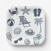 Tropical Beach Summer Crab Popsicle Seashell Ball Pappteller (Vorderseite)
