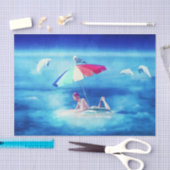 Tropical Beach Summer Girl Vacation Wasserfarbe Seidenpapier (Handwerk)