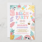 Tropical Beach Summer Ocean Birthday Party Einladung (Vorderseite)
