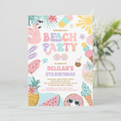 Tropical Beach Summer Ocean Birthday Party Einladung (Stehend Vorderseite)