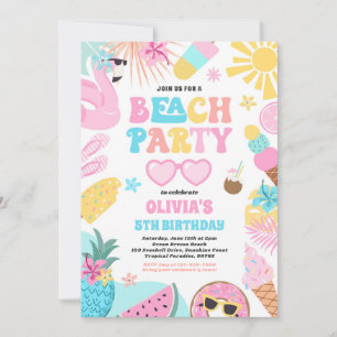 Tropical Beach Summer Ocean Birthday Party Einladung