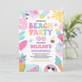 Tropical Beach Summer Ocean Birthday Party Einladung (Stehend Vorderseite)