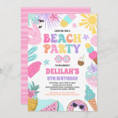 Tropical Beach Summer Ocean Birthday Party Einladung (Vorne/Hinten)