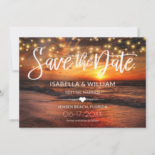 Tropical Beach Summer Wedding retten Sie die Date  Einladung (Vorderseite)