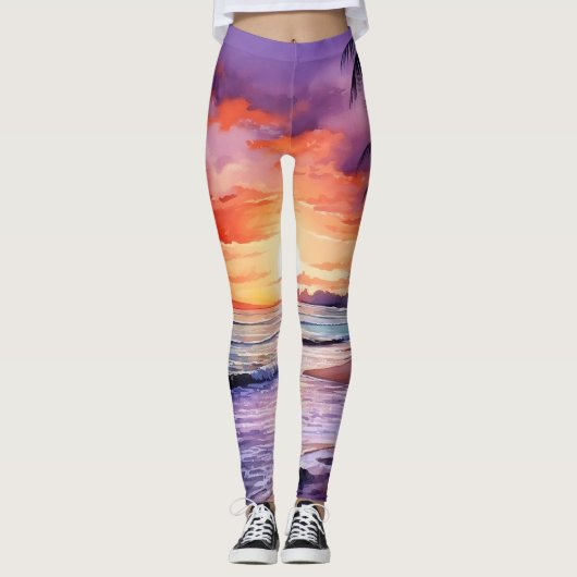 Tropical Beach Sunset #1 Leggings (Vorderseite)