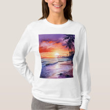 Tropical Beach Sunset #1 Women's Long Sleeve T-Shi