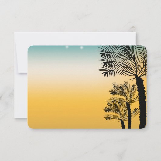 Tropical Beach Sunset DANK IHNEN Hochzeit Einladung (Rückseite)