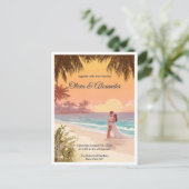 Tropical Beach Sunset Destination Wedding Postcard Postkarte (Stehend Vorderseite)