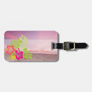 Tropical Beach Sunset Hawaiian Hibiskus Gepäckanhänger