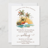 Tropical Beach Sunset Hochzeit in Urlaubsort Einladung (Vorderseite)