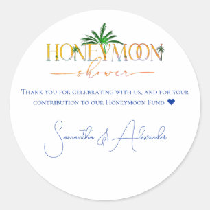 Tropical Beach Sunset Honeymoon Fund Dusche Runder Aufkleber