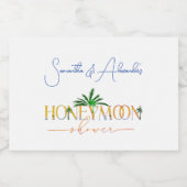 Tropical Beach Sunset Honeymoon Fund Dusche Schaumweinetikett (Einzelnes Label)