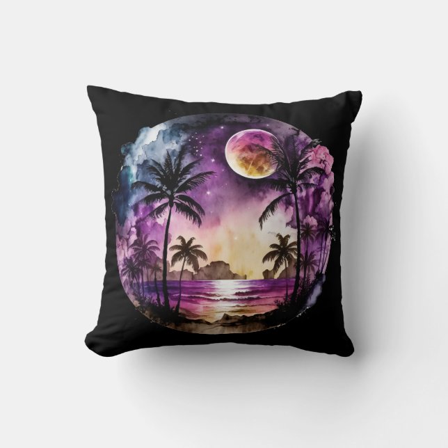 Tropical Beach Sunset Kissen (Vorderseite)