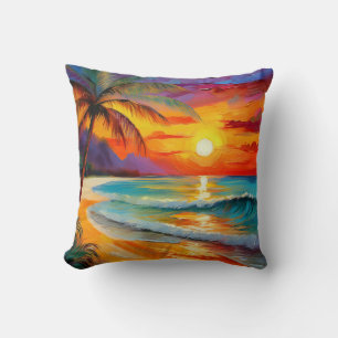Tropical Beach Sunset Ocean Hawaii Kunst Kissen