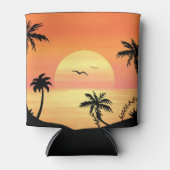 Tropical Beach Sunset Palm Tree Silhouette Art Dosenkühler (Vorderseite)
