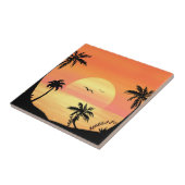 Tropical Beach Sunset Palm Tree Silhouette Art Fliese (Seite)