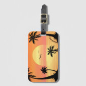 Tropical Beach Sunset Palm Tree Silhouette Art Gepäckanhänger (Vorderseite Vertikal)