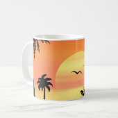 Tropical Beach Sunset Palm Tree Silhouette Art Kaffeetasse (Vorderseite Links)