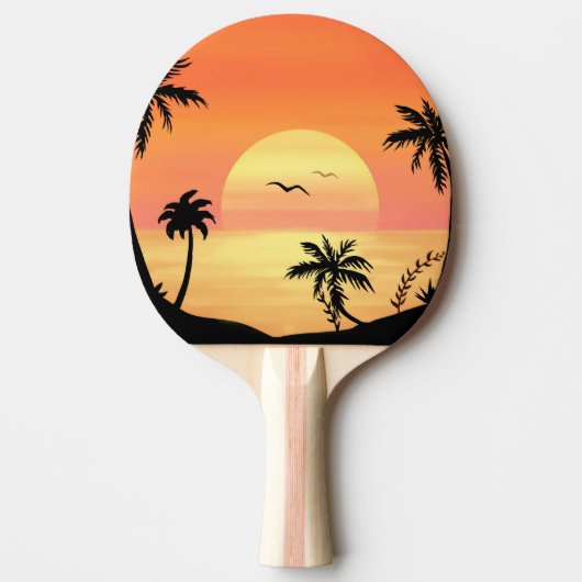 Tropical Beach Sunset Palm Tree Silhouette Art Tischtennis Schläger (Vorderseite)