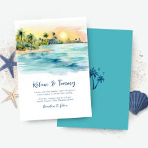 Tropical Beach Sunset & Palm Tree Wedding