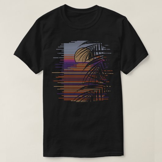Tropical Beach Sunset Palm Trees Synthwave Summer T-Shirt (Design vorne)