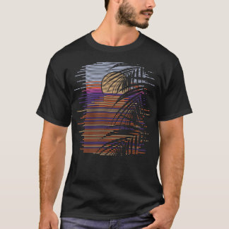 Tropical Beach Sunset Palm Trees Synthwave Summer T-Shirt