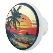 Tropical Beach Sunset Palmen Cabinet Drawer Keramikknauf (Rechts)