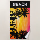 Tropical Beach Sunset Party Girl Strandtuch (Vorderseite)