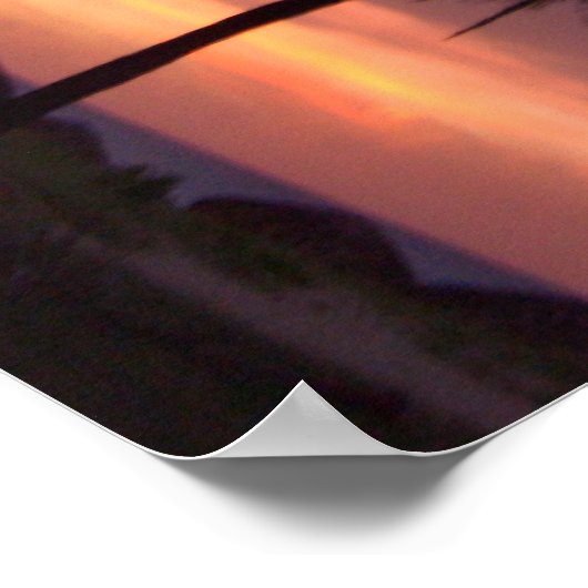 Tropical Beach Sunset Poster (Ecke)
